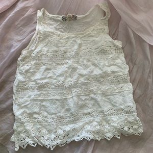 pink republic white crochet knit lace tank…